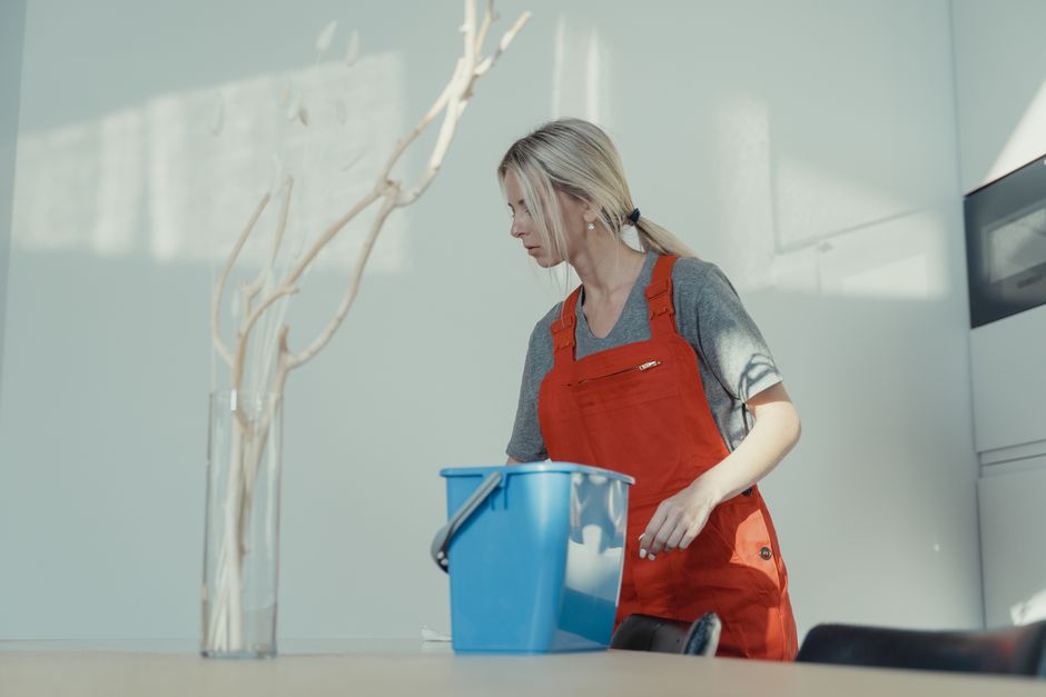 Friendly professional house cleaner smiling